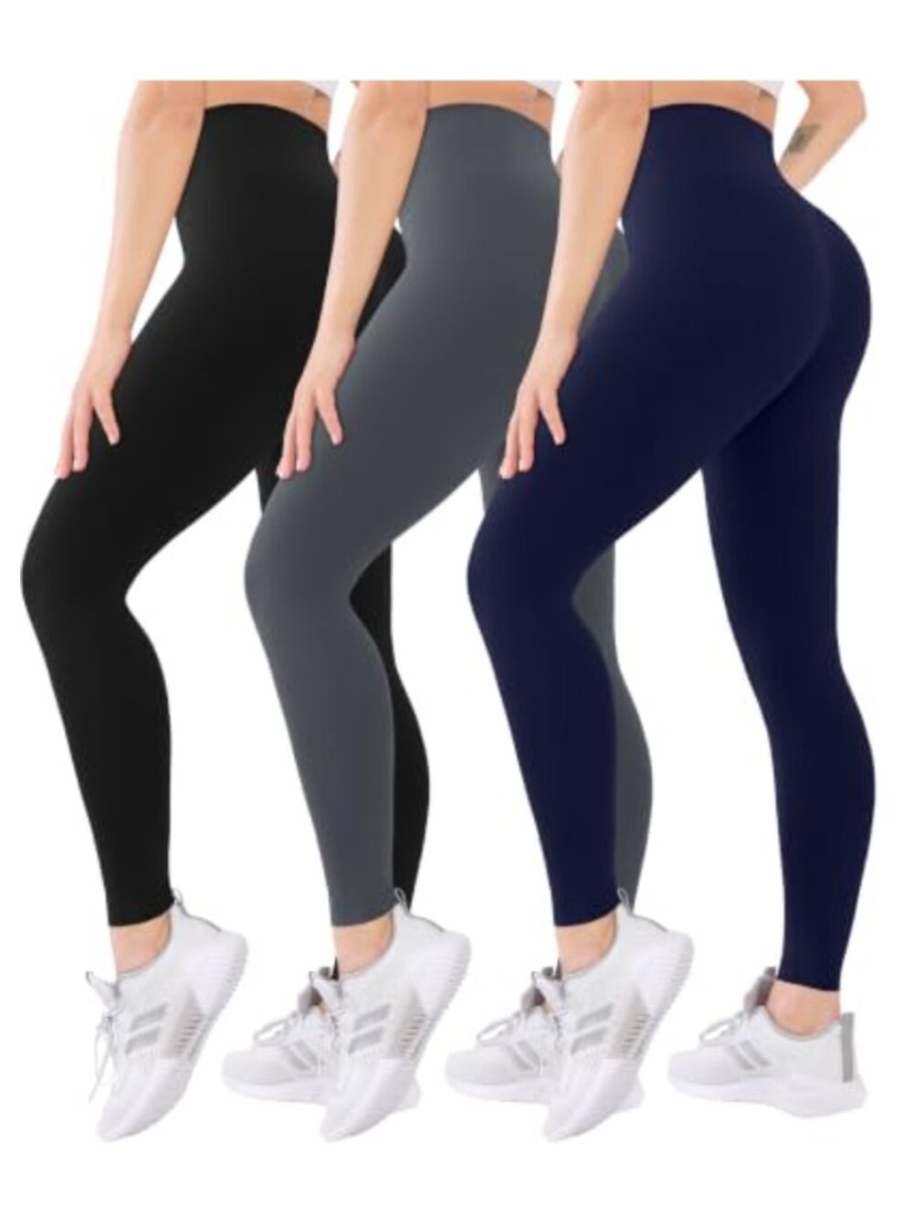 Women's High Waisted Leggings with Pockets 3 Pack Tummy Control Yoga Pants